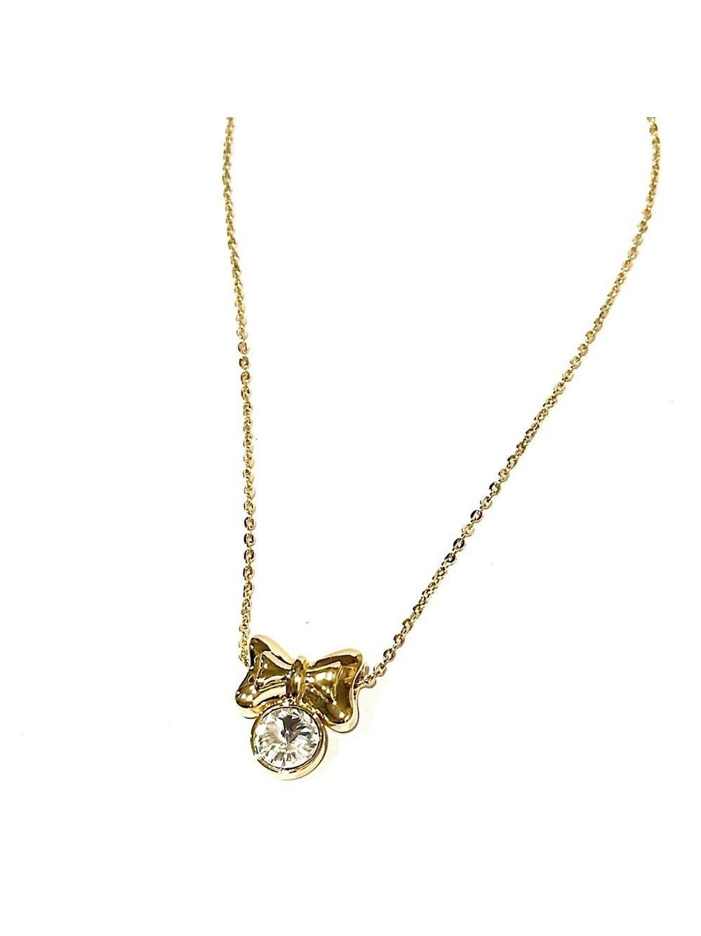 SWAROVSKI 🎀 Must-Have 🎀 Gold-Tone Bow Necklace w Crystal Pendant | NWOT - Picture 5 of 10